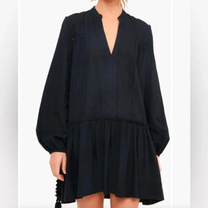 Tuckernuck Pomander Place Black Dress/Coverup-Cotton-Beaded V-Neck-Womens XS-NEW